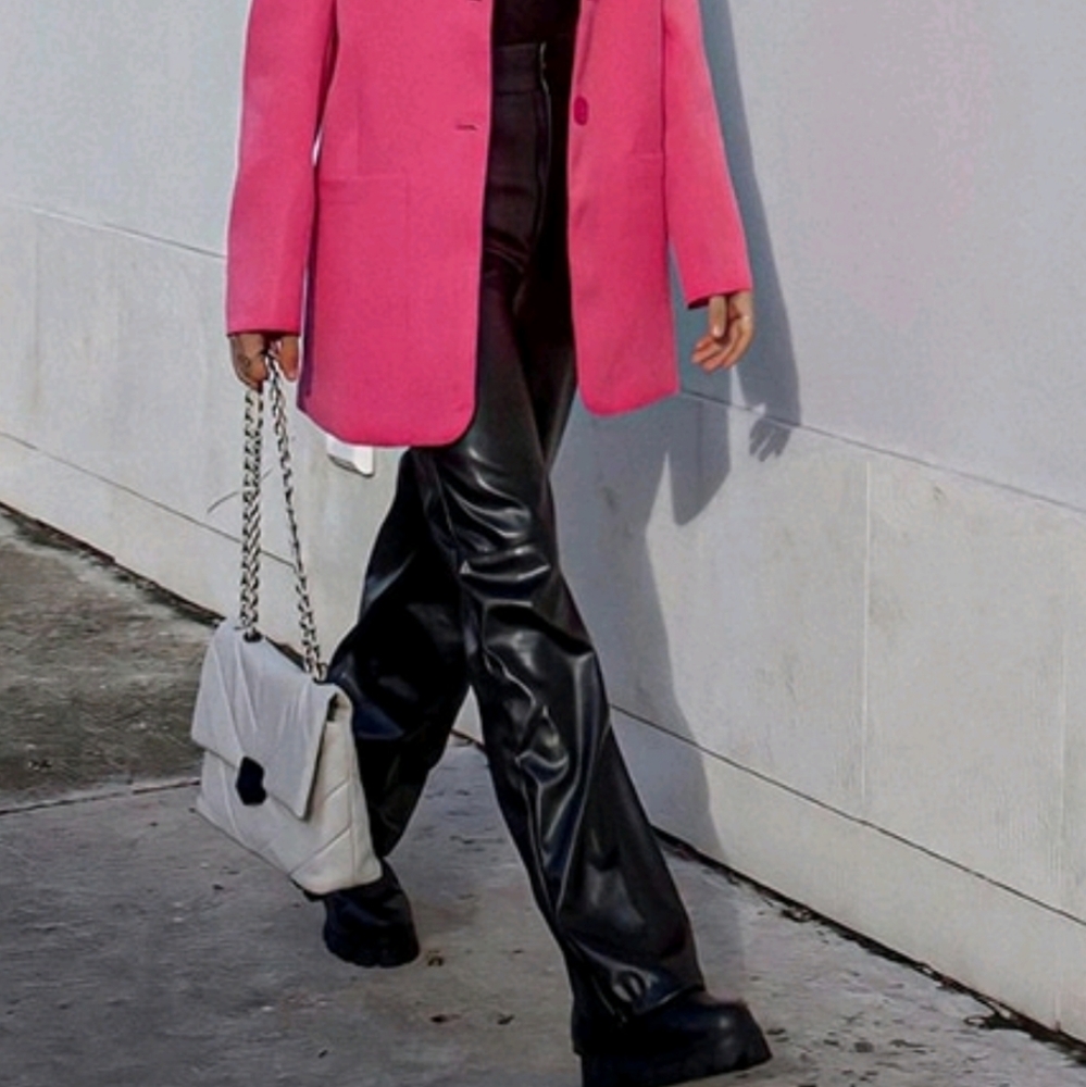BLACK PU LEATHER PALAZZO PANTS - Picture 8 of 8